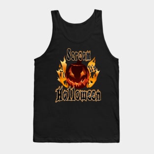 Scream It's Halloween Flaming Pumpkin Tank Top